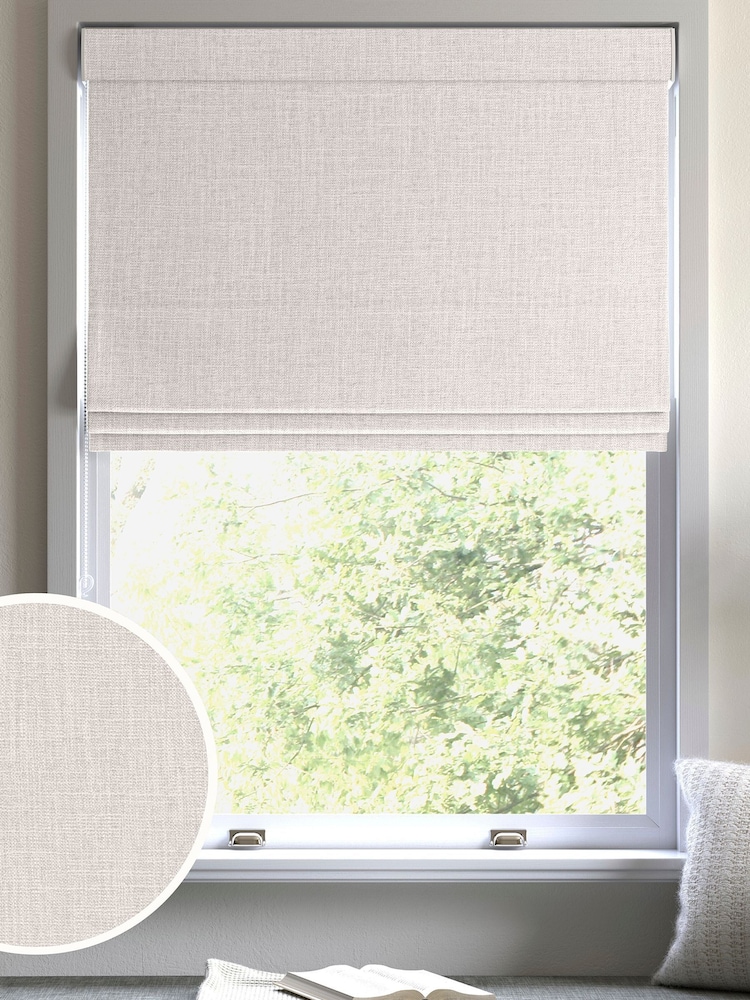 Pearl White Viam Made to Measure Roman Blind - Image 1 of 6