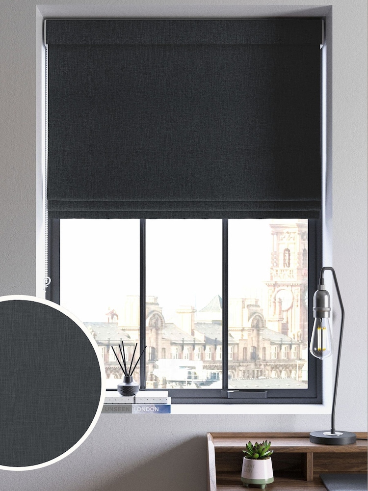Black Charcoal Viam Made to Measure Roman Blind - Image 1 of 6