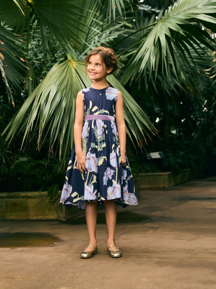 Navy Blue Floral Kew Collection Prom Dress (3-12yrs) - Image 1 of 8