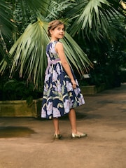 Navy Blue Floral Kew Collection Prom Dress (3-12yrs) - Image 2 of 8