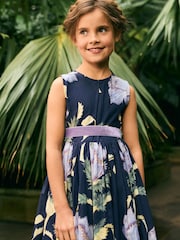 Navy Blue Floral Kew Collection Prom Dress (3-12yrs) - Image 4 of 8