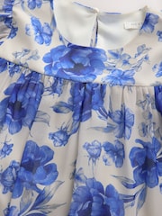Blue Floral Long Sleeve Chiffon Dress (3-16yrs) - Image 6 of 7