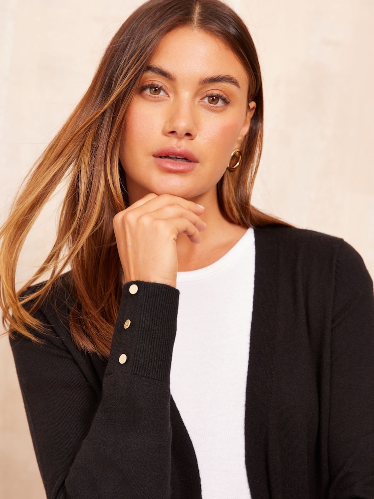 Friends Like These Black Edge To Edge Cardigan - Image 2 of 4
