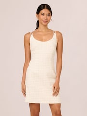 Adrianna Papell White Tweed Pearl Short Dress - Image 1 of 6