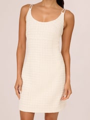 Adrianna Papell White Tweed Pearl Short Dress - Image 5 of 6