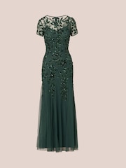Grün - Adrianna Papell – Langes Kleid mit Perlenbesatz und Godetfalten - Bild 6 von 7