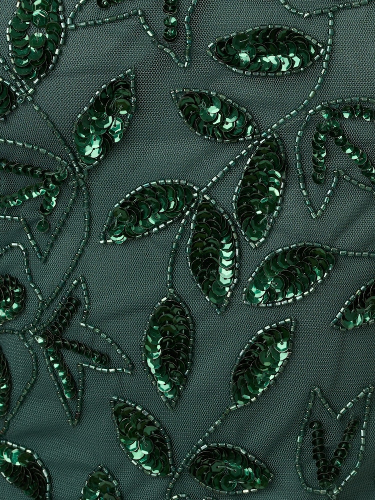 Grün - Adrianna Papell – Langes Kleid mit Perlenbesatz und Godetfalten - Bild 7 von 7