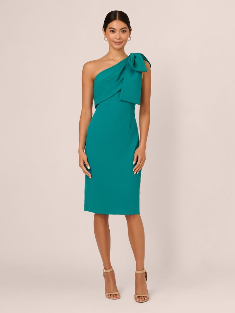 Adrianna Papell Stretch-Crêpe-Kleid mit Schleife, Blau - Bild 1 von 7