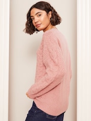 Friends Like These Pink V-Neck Cable Knit Jumper - Image 4 of 4
