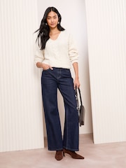 Friends Like These Ivory V-Neck Cable Knit Jumper - Image 2 of 5