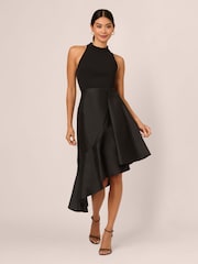 Adrianna Papell Crepe Combo Taffeta Black Dress - Image 1 of 7