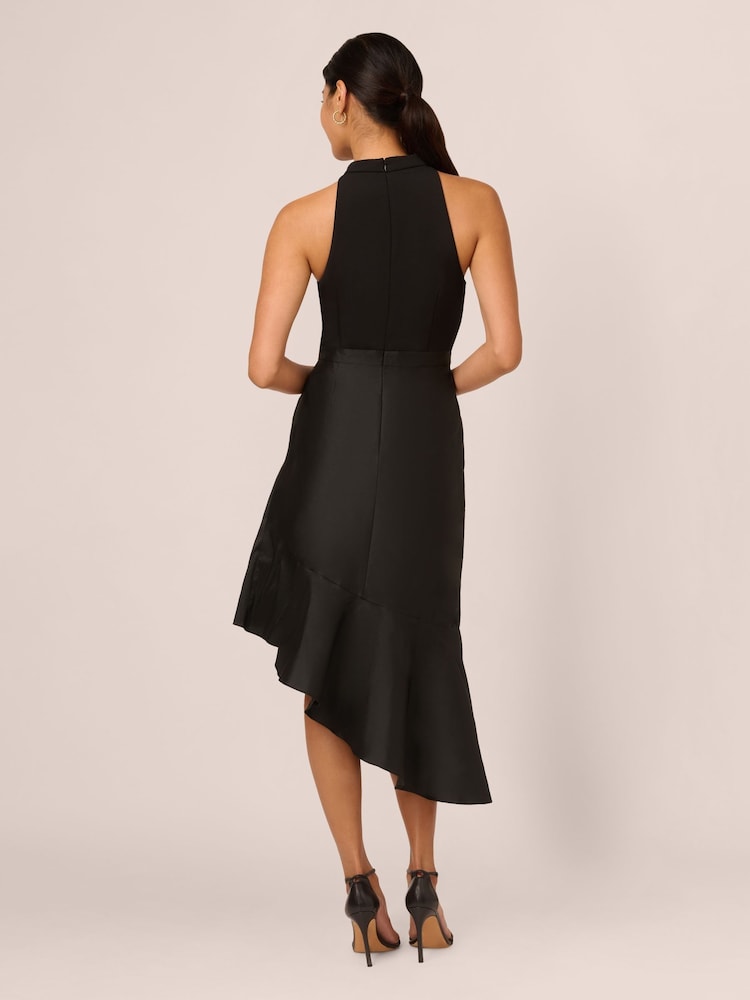Adrianna Papell Crepe Combo Taffeta Black Dress - Image 2 of 7 Adrianna Papell Crepe Combo Taffeta Black Dress - Image 2 of 7