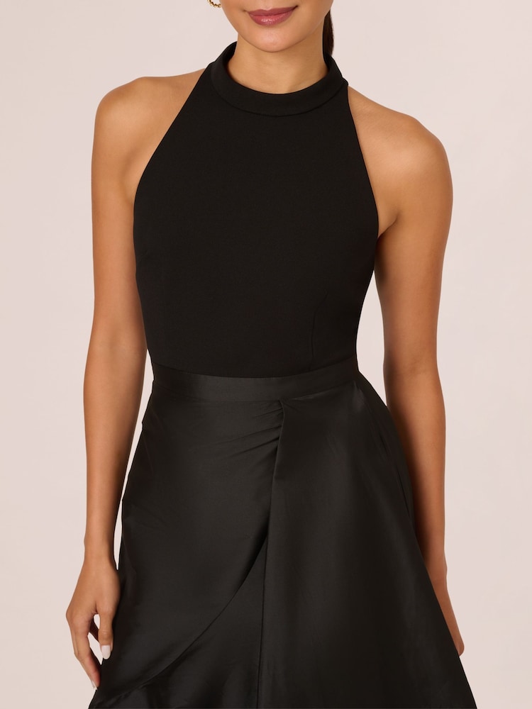 Adrianna Papell Crepe Combo Taffeta Black Dress - Image 5 of 7