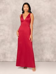 Adrianna Papell Red Aidan Mattox Stretch Mikado A-Line Gown - Image 1 of 7