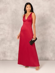 Adrianna Papell Red Aidan Mattox Stretch Mikado A-Line Gown - Image 3 of 7
