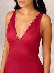 Adrianna Papell Red Aidan Mattox Stretch Mikado A-Line Gown - Image 4 of 7