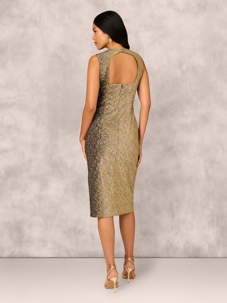 Aidan Mattox by Adrianna Papell Stretch Jacquard Midi Green Dress - Image 2 of 7