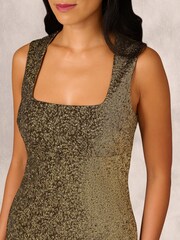 Aidan Mattox by Adrianna Papell Stretch Jacquard Midi Green Dress - Image 4 of 7