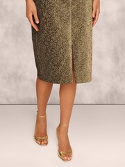 Aidan Mattox by Adrianna Papell Stretch Jacquard Midi Green Dress - Image 5 of 7