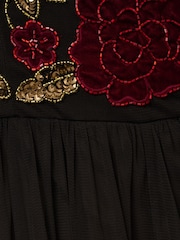 Adrianna Papell Velvet Tulle Party Black Dress - Image 7 of 7