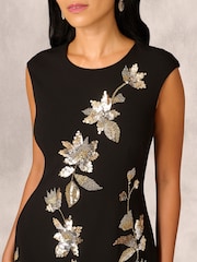 Adrianna Papell Aidan Mattox Beaded Crepe Black Short Dress - Image 4 of 7