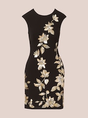 Adrianna Papell Aidan Mattox Beaded Crepe Black Short Dress - Image 6 of 7