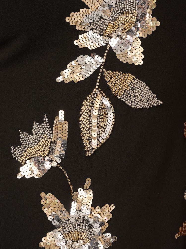 Adrianna Papell Aidan Mattox Beaded Crepe Black Short Dress - Image 7 of 7