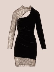 Adrianna Papell Combo Fabric Black Mini Dress - Image 6 of 7