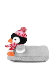 Loungeable Grey Christmas Fairisle Penguin Slippers - Image 5 of 6