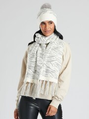 South Beach Grey Leopard Print Knitted Scarf And Hat Set - Image 4 of 4