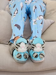 Loungeable Grey Sleeping Cat Slippers - Image 1 of 4