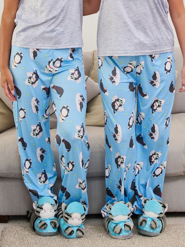 Loungeable Grey Sleeping Cat Slippers - Image 2 of 4