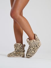 Loungeable Black Multi Faux Fur Bootie Slippers - Image 2 of 6
