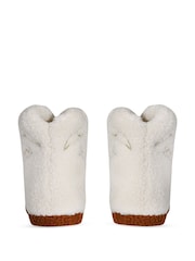 Loungeable Cream Borg Cowboy Bootie Slippers - Image 4 of 6