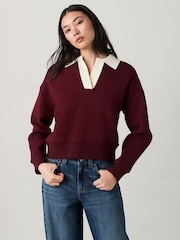 Бордово-красный/экрю - Уютный воротник Button Down Polo от Soft Touch свитшот - Изображение 1 из 6