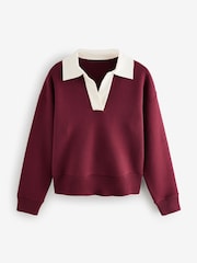 Бордово-красный/экрю - Уютный воротник Button Down Polo от Soft Touch свитшот - Изображение 5 из 6