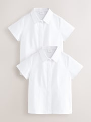 White Fitted Cap Sleeve Cotton Rich Stretch Premium School Shirts 2 Pack (3-18yrs) - Image 1 of 5
