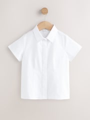 White Fitted Cap Sleeve Cotton Rich Stretch Premium School Shirts 2 Pack (3-18yrs) - Image 2 of 5