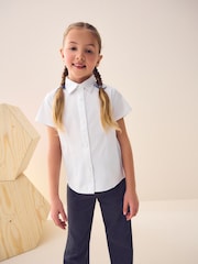 White - Touch Fastening Stretch Short Sleeve School Shirt (3-17yrs) - Image 1 of 8