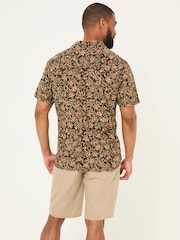 FatFace Washed Black Short Sleeve Authentic Indian Hand Block Print Shirt - Image 2 of 5