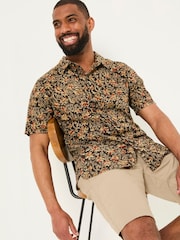 FatFace Washed Black Short Sleeve Authentic Indian Hand Block Print Shirt - Image 3 of 5