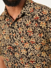 FatFace Washed Black Short Sleeve Authentic Indian Hand Block Print Shirt - Image 4 of 5
