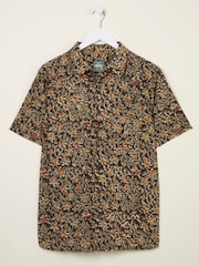 FatFace Washed Black Short Sleeve Authentic Indian Hand Block Print Shirt - Image 5 of 5