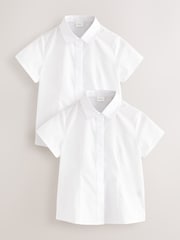 White Short Sleeve Fitted School Shirts 2 Pack (3-18yrs) - Image 1 of 5