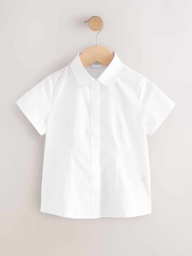 White Short Sleeve Fitted School Shirts 2 Pack (3-18yrs) - Image 2 of 5