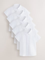 White Short Sleeve Fitted School Shirts 5 Pack (3-18yrs) - Image 1 of 5