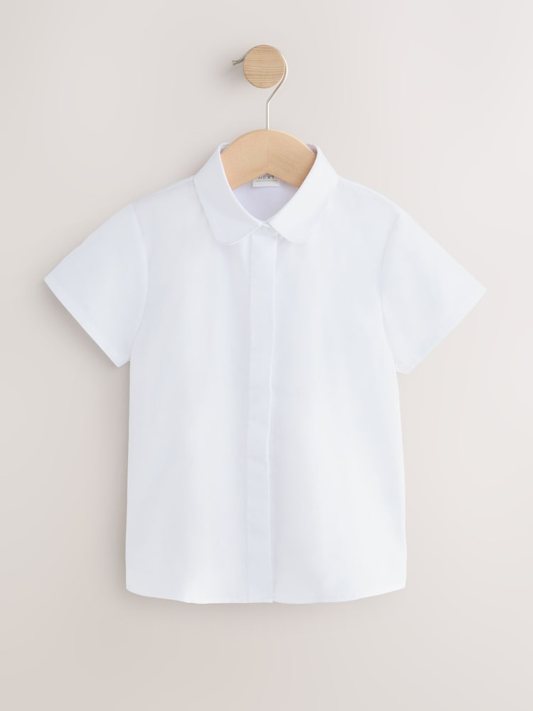 White Short Sleeve Fitted School Shirts 5 Pack (3-18yrs) - Image 2 of 5