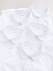 White Short Sleeve Fitted School Shirts 5 Pack (3-18yrs) - Image 4 of 5