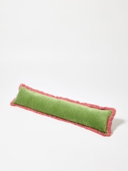 Oliver Bonas Green Issey Velvet Fringed Draught Excluder - Image 1 of 4