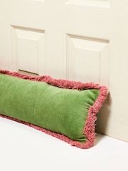 Oliver Bonas Green Issey Velvet Fringed Draught Excluder - Image 2 of 4